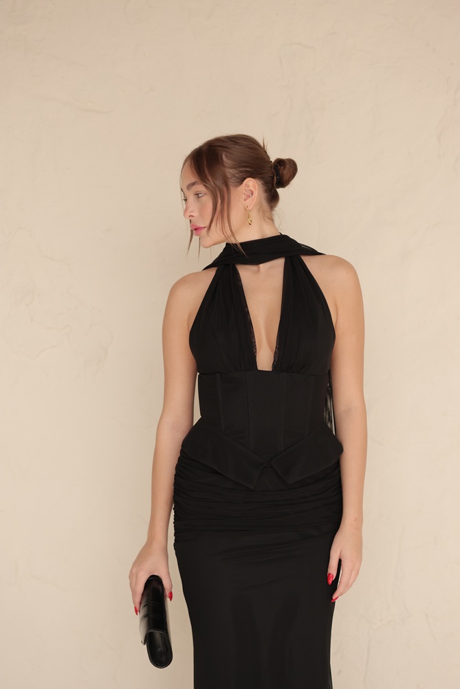 שמלת ערב מקסי ניסאן שחור 4