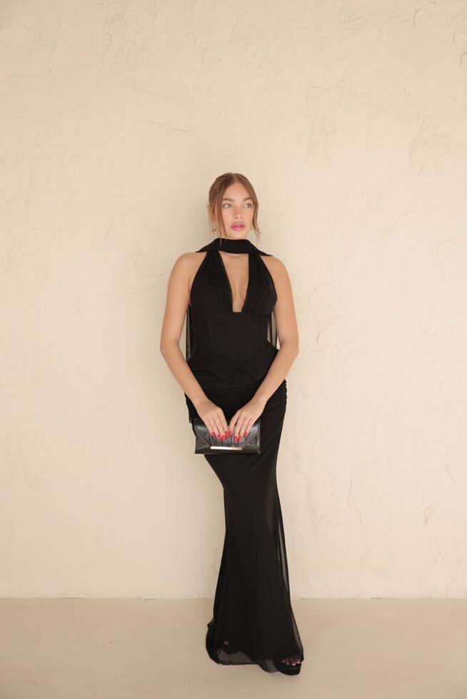 שמלת ערב מקסי ניסאן שחור 5