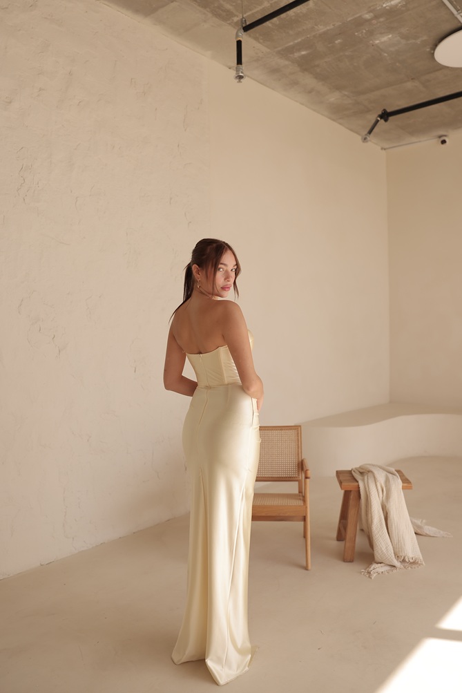 שמלת ערב מקסי עמנואל צהוב 2